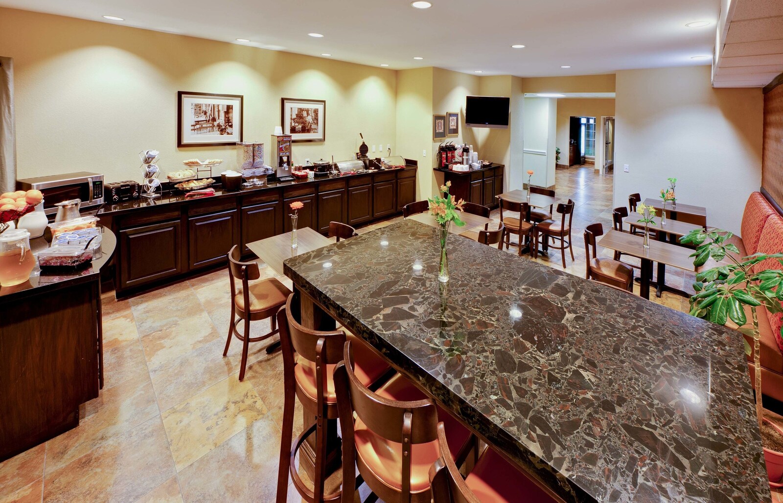 Kitchen and coffee service area